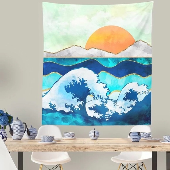 🆕 Rising Sun Over Ocean Hanging Tapestry - Picture 1 of 5